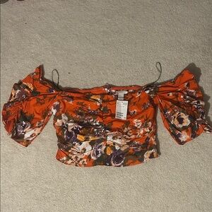 Floral Off-Shoulder Top - Orange